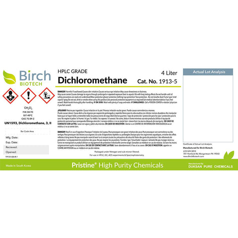 PRISTINE® Dichloromethane, HPLC Grade, High-Performance Liquid Chromatography