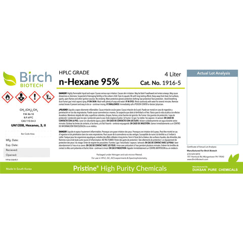 PRISTINE® n-Hexane 95%, HPLC Grade, High-Performance Liquid Chromatography