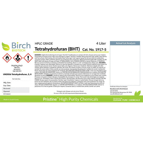 PRISTINE® Tetrahydrofuran (Stabilized with BHT), HPLC Grade, High-Performance Liquid Chromatography