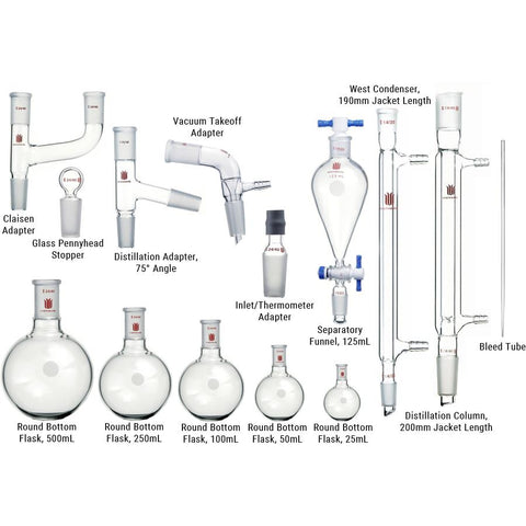 Organic Chemistry Glassware Kits, 14 Pieces