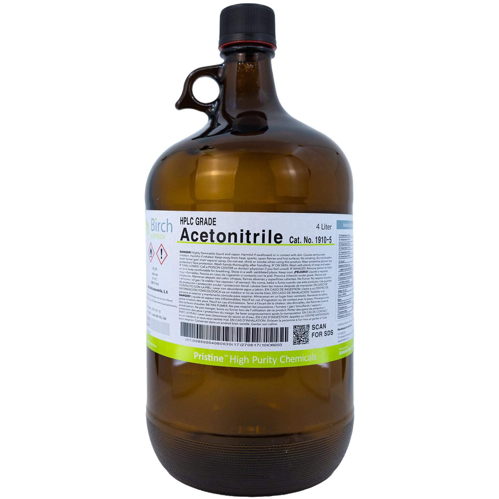 PRISTINE® Acetonitrile, HPLC Grade, Liquid Chromatography Mass Spectrometry Analysis