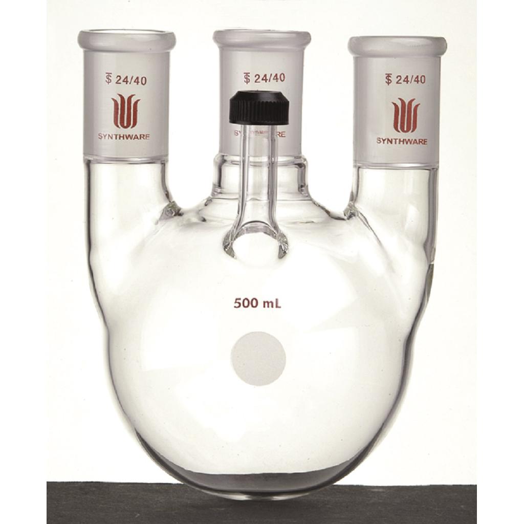 Flask, Round Bottom, Four Neck, Threaded Side Arm