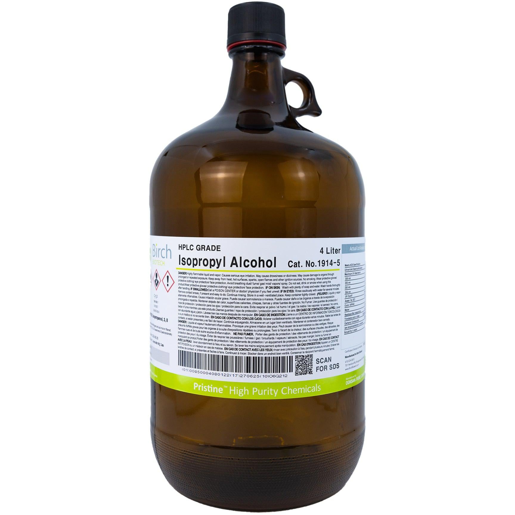 PRISTINE® Isopropyl Alcohol, HPLC Grade, High-Performance Liquid Chromatography