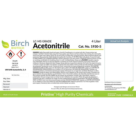 PRISTINE® Acetonitrile, LC-MS Grade, Liquid Chromatography Mass Spectrometry Analysis