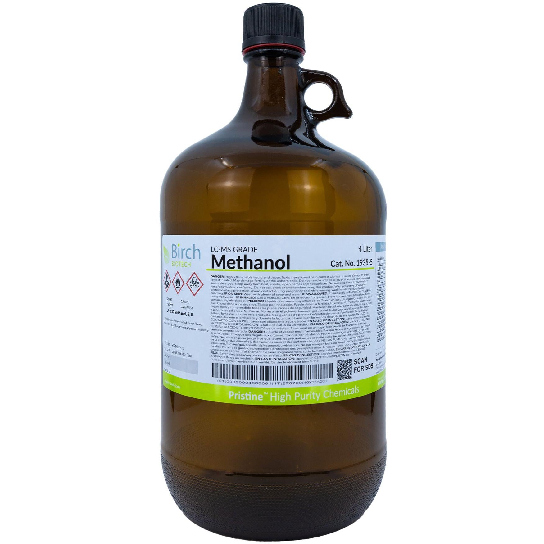 PRISTINE® Methanol, LC-MS Grade, Liquid Chromatography Mass Spectrometry Analysis