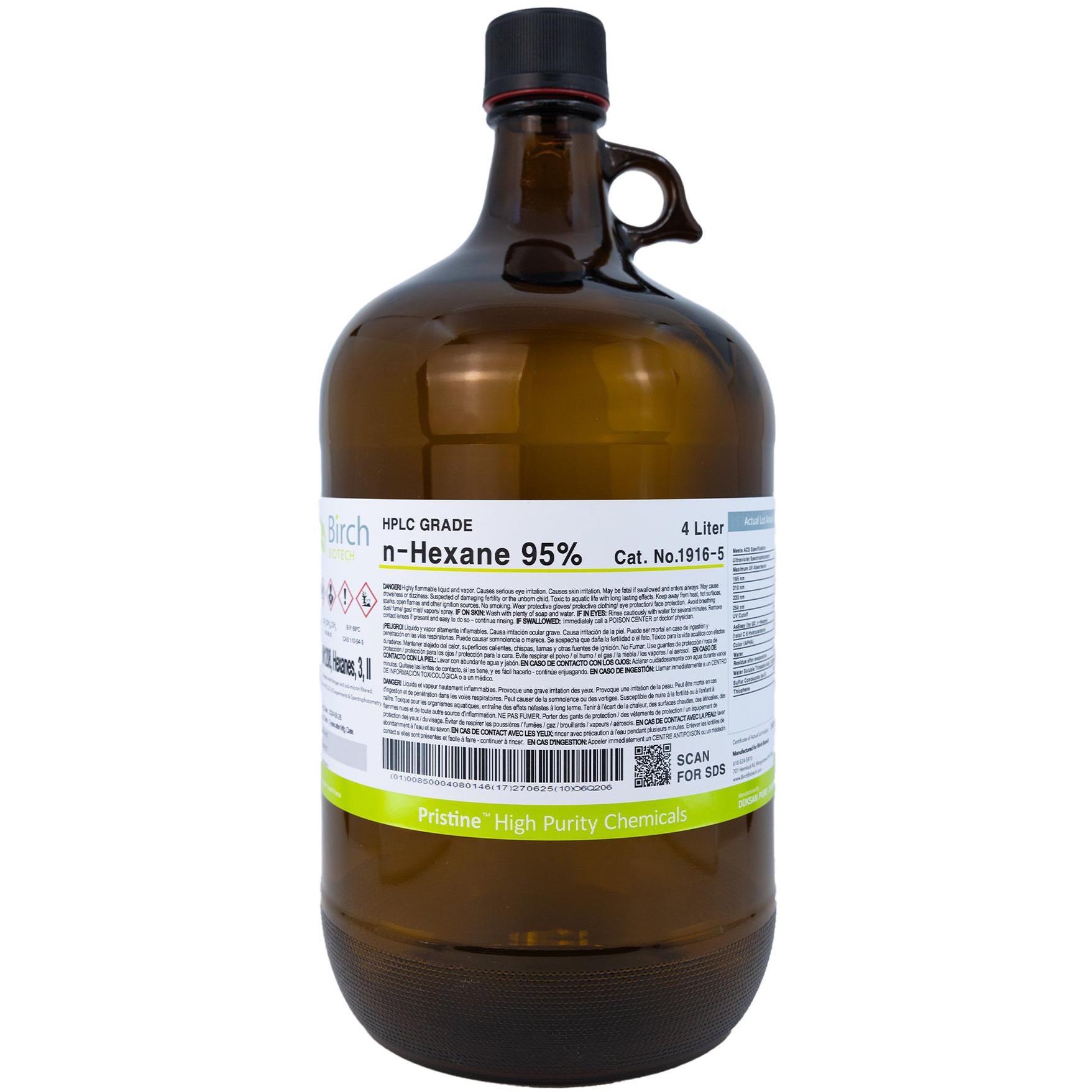 PRISTINE® n-Hexane 95%, HPLC Grade, High-Performance Liquid Chromatography