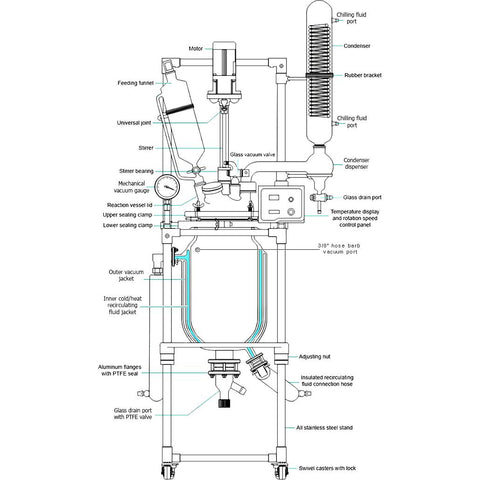 Ai 10L R Series Single Or Dual Jacketed Glass Reactor