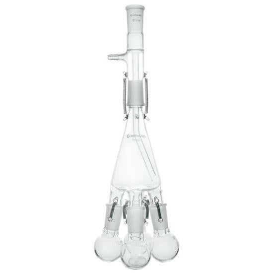 Distillation Receivers, Four Flasks, Vertical Top Joint
