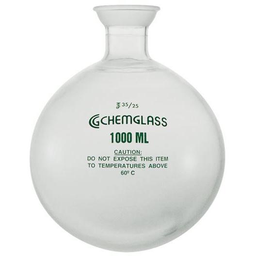 Round Bottom Receiving Flasks, Single Neck, Spherical Joints, Plastic Coated