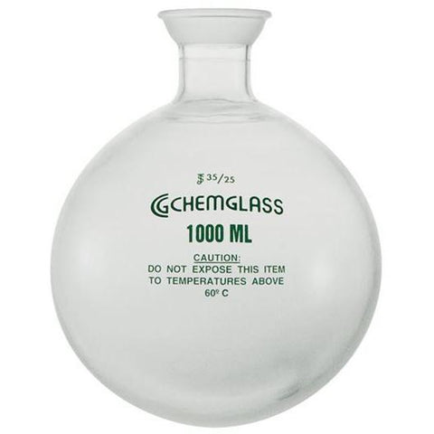 Round Bottom Receiving Flasks, Single Neck, Spherical Joints, Plastic Coated