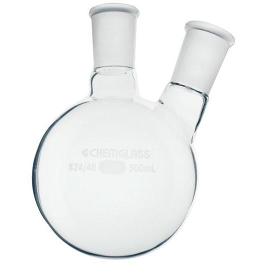 Flasks, Heavy Wall, Round Bottom, 2-Necks, Angled