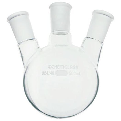 Flasks, Heavy Wall, Round Bottom, 3-Necks, Angled