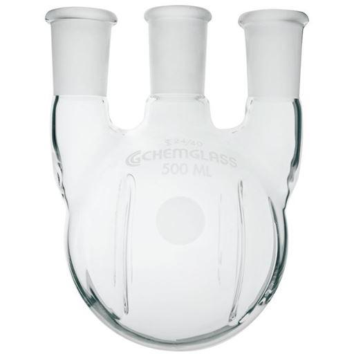 Flasks, Heavy Wall, Round Bottom, 3-Necks, Morton Type, Vertical