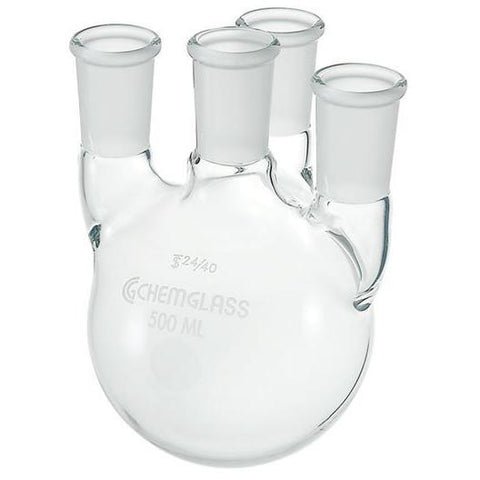Flasks, Heavy Wall, Round Bottom, 4-Necks, Vertical
