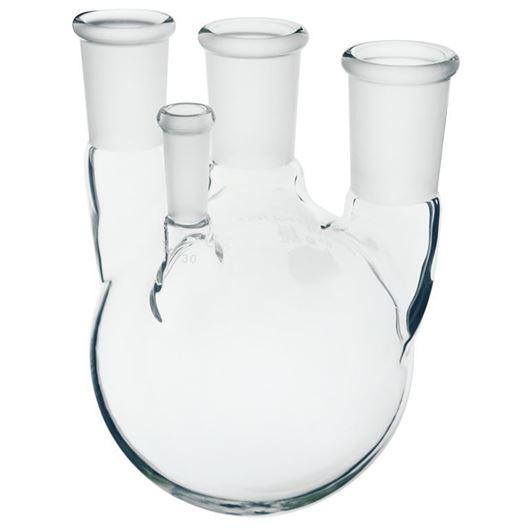 Flasks, Heavy Wall, Round Bottom, 4-Necks, Vertical, Thermometer Joint