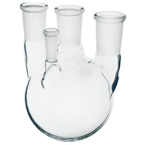Flasks, Heavy Wall, Round Bottom, 4-Necks, Vertical, Thermometer Joint