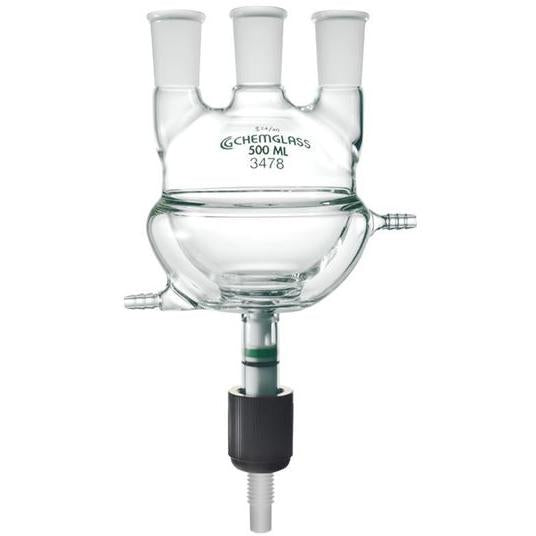 Flasks, Half Jacketed, with Chem Drain Valves