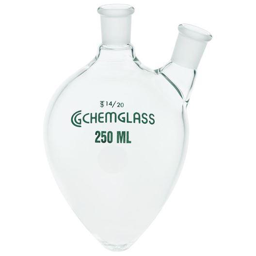 Flasks, Heavy Wall, Pear-Shaped, 2-Necks