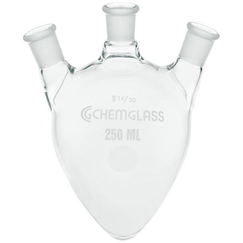 Pear-Shaped Flasks, Heavy Wall, 3-Neck