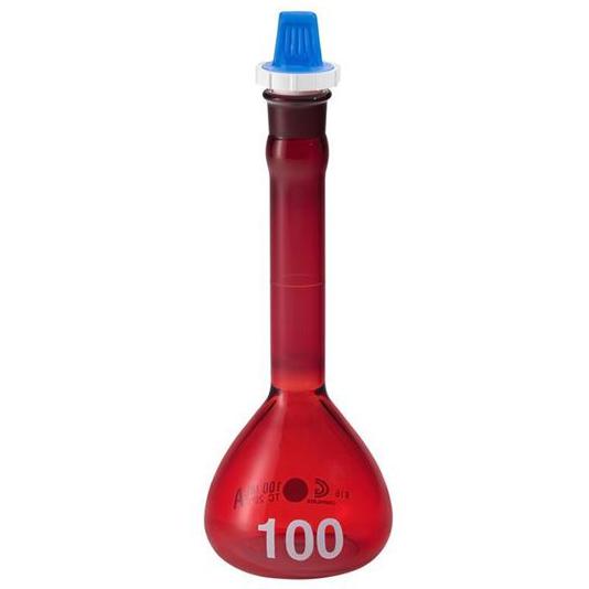 Volumetric Flasks, Low Actinic, Class A, Wide Mouths, Heavy Duty, PTFE Stoppers
