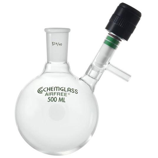 Reaction Flasks, 1-Neck, Airfree, Schlenk, Chem-Cap Valve Sidearm