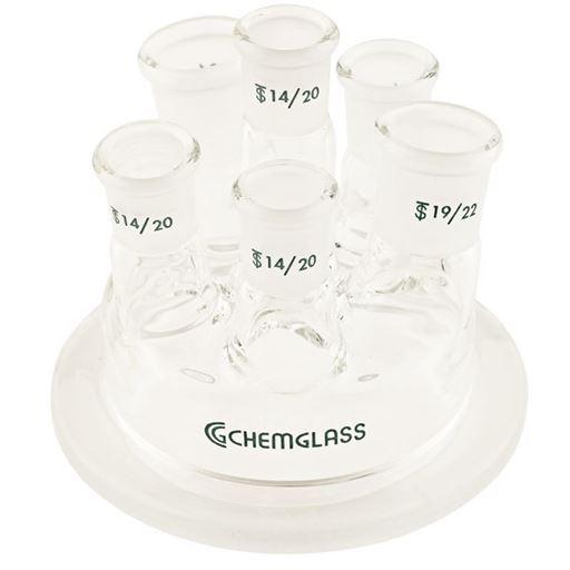 Reaction Vessel Lid, 6-Necks, 250mL, Equivalent to Mettler MultiMax