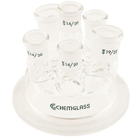 Reaction Vessel Lid, 6-Necks, 250mL, Equivalent to Mettler MultiMax