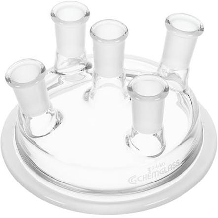 Reaction Vessel Lids, 5-Necks, 2-10° Angled Side Necks, Low Profile