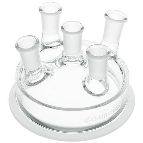 Reaction Vessel Lids, 5-Necks, 2-10° Angled Side Necks