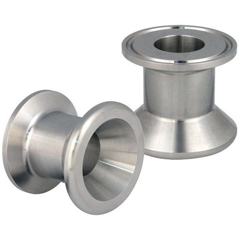 Adapters, Sanitary, 3" Drain, Reactor, Lower Outlet, 1.5" Beaded Pipe, Stainless Steel, Tri-Clamp
