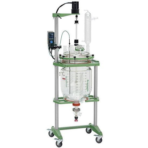 Process Reactor System, Squatty, Cylindrical, Jacketed, 50L, Glass, 400mm Flange, Brushless DC Electric Motor