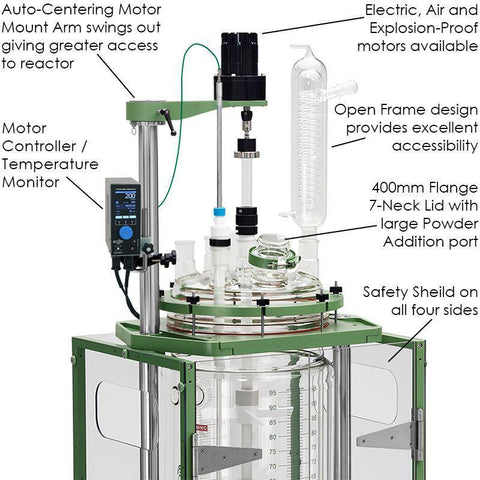 Process Reactor Systems, Jacketed, Electric Motor, 100L, Squatty