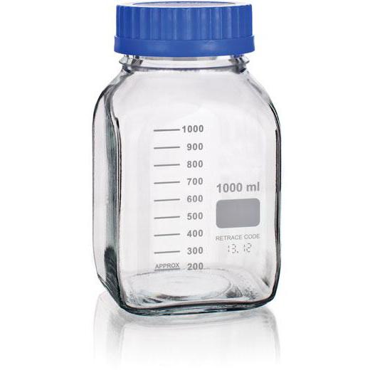 Square Wide Mouth Media Storage Bottles, GL80 Screw Cap
