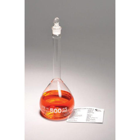 Volumetric Flasks, Class A, with Glass Stopper, Batch Certified