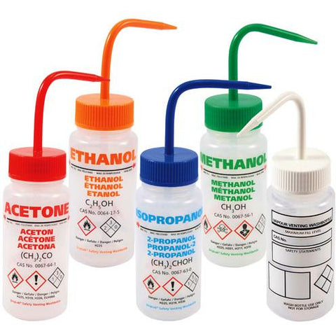 GHS Wash Bottles, Multilingual Wide Mouth