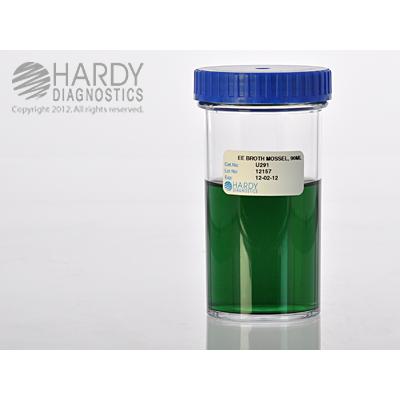 EE Broth Mossel, USP, 90ml fill, 180ml wide mouth jar, Hardy Diagnostics
