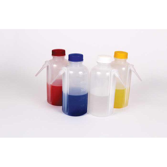 Wash Bottles With Colored Caps, Unitary