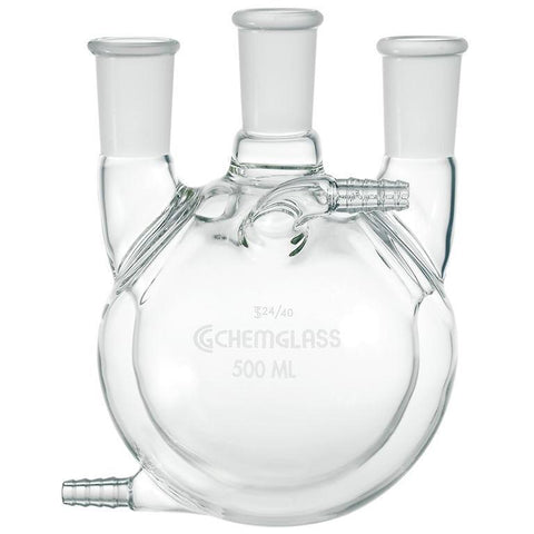 Flasks, Heavy Wall, Round Bottom, 3-Necks, Jacketed