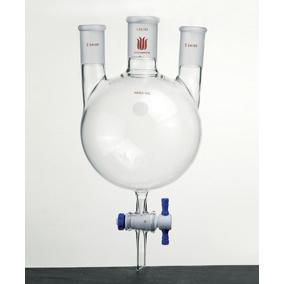 Flask, Round Bottom, Three Neck, Stopcock