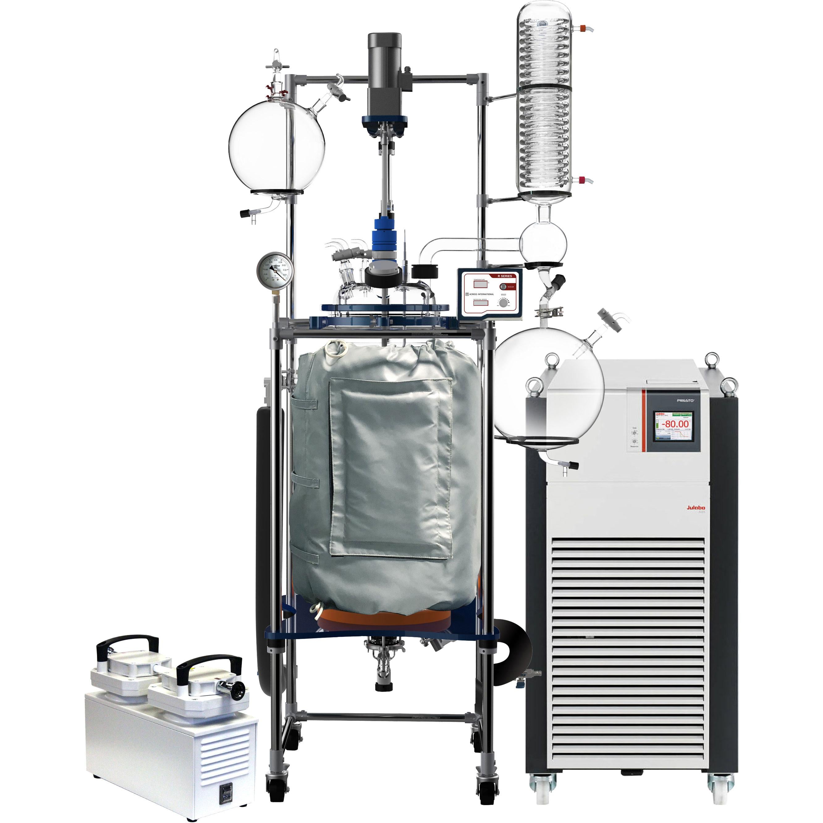 Ai R Series Turnkey Single Jacketed Glass Reactor Kits, 100 Liter, with Chiller & Pump
