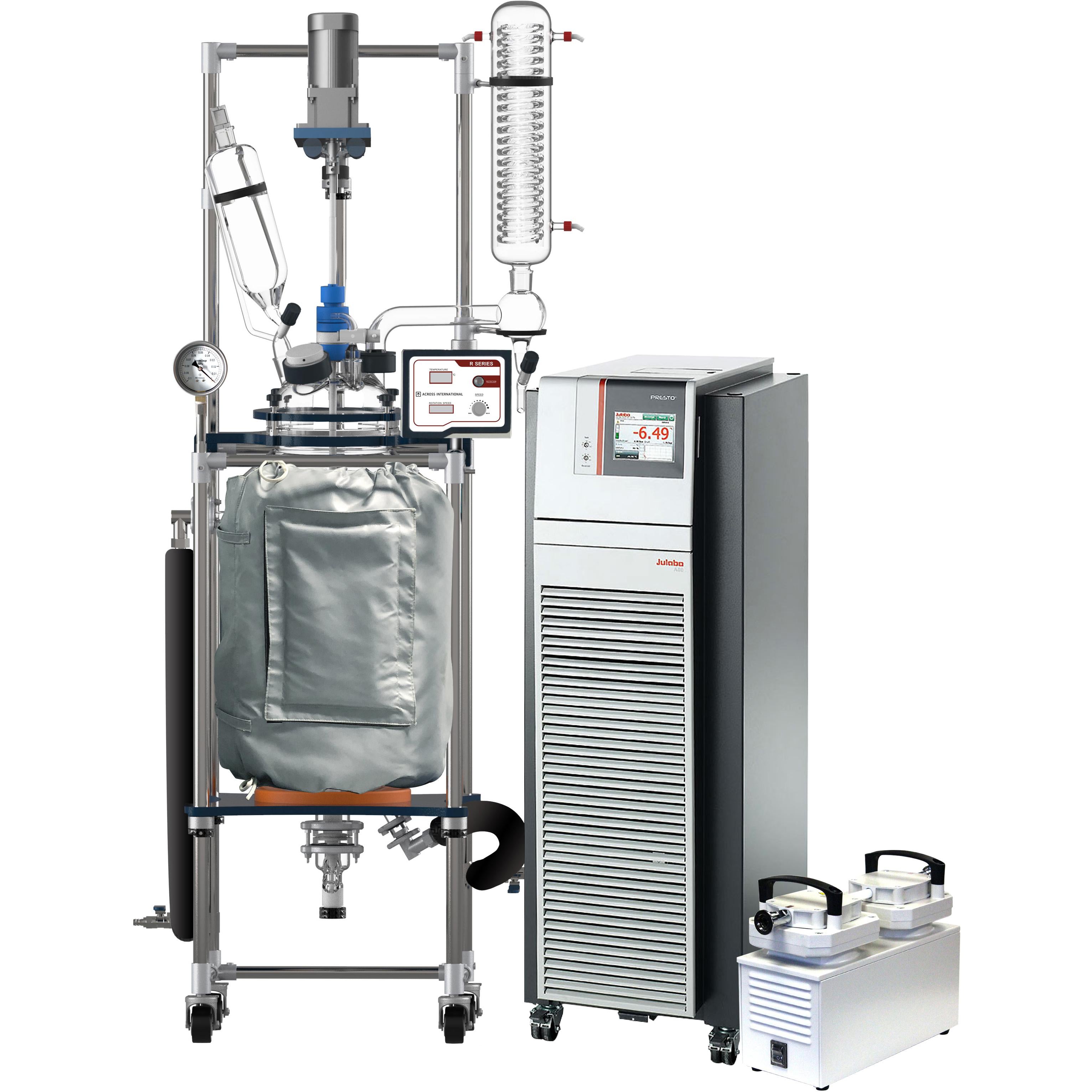 Ai R Series Turnkey Jacketed Glass Reactor Kits, 50 Liter, with Chiller & Pump