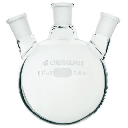 Flasks, Heavy Wall, Round Bottom, 3-Necks, Angled, Small