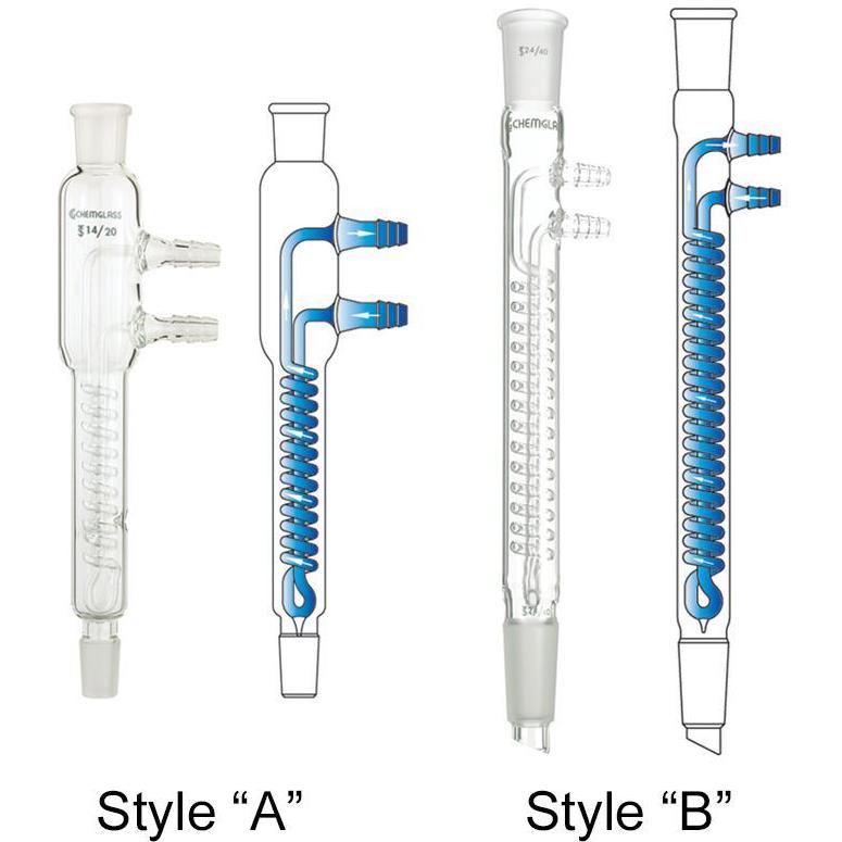 Condensers, Reflux, Top Outer Standard Taper, Top Hose Connections