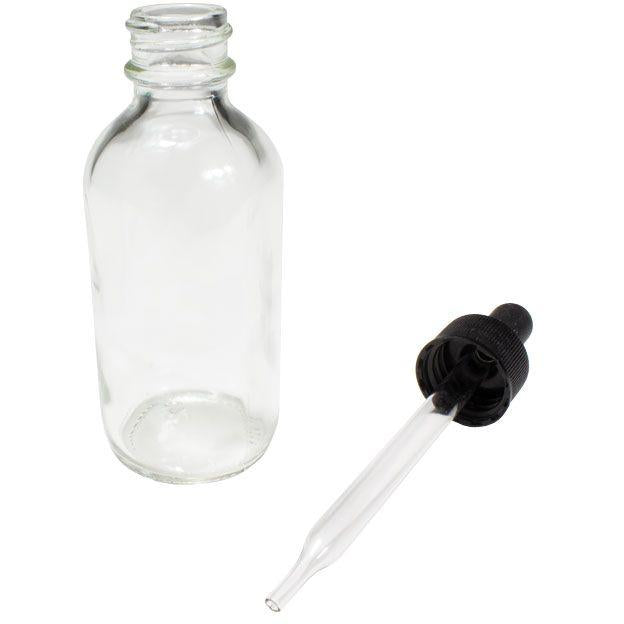 Bottles with Dropper, Boston Round, Clear