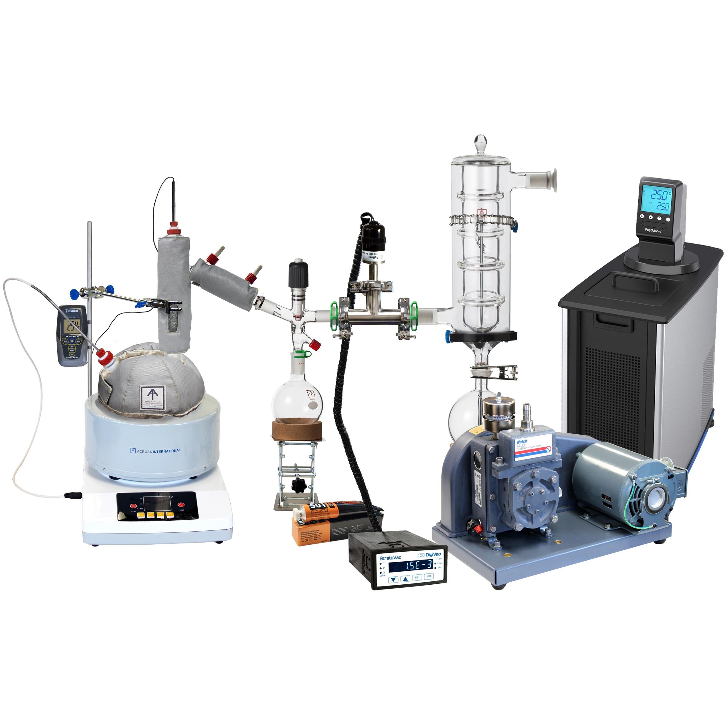 Ai 2L Short Path Distillation Kit, Turn-Key Package - PolyScience MX Chiller, Welch 1400 Pump