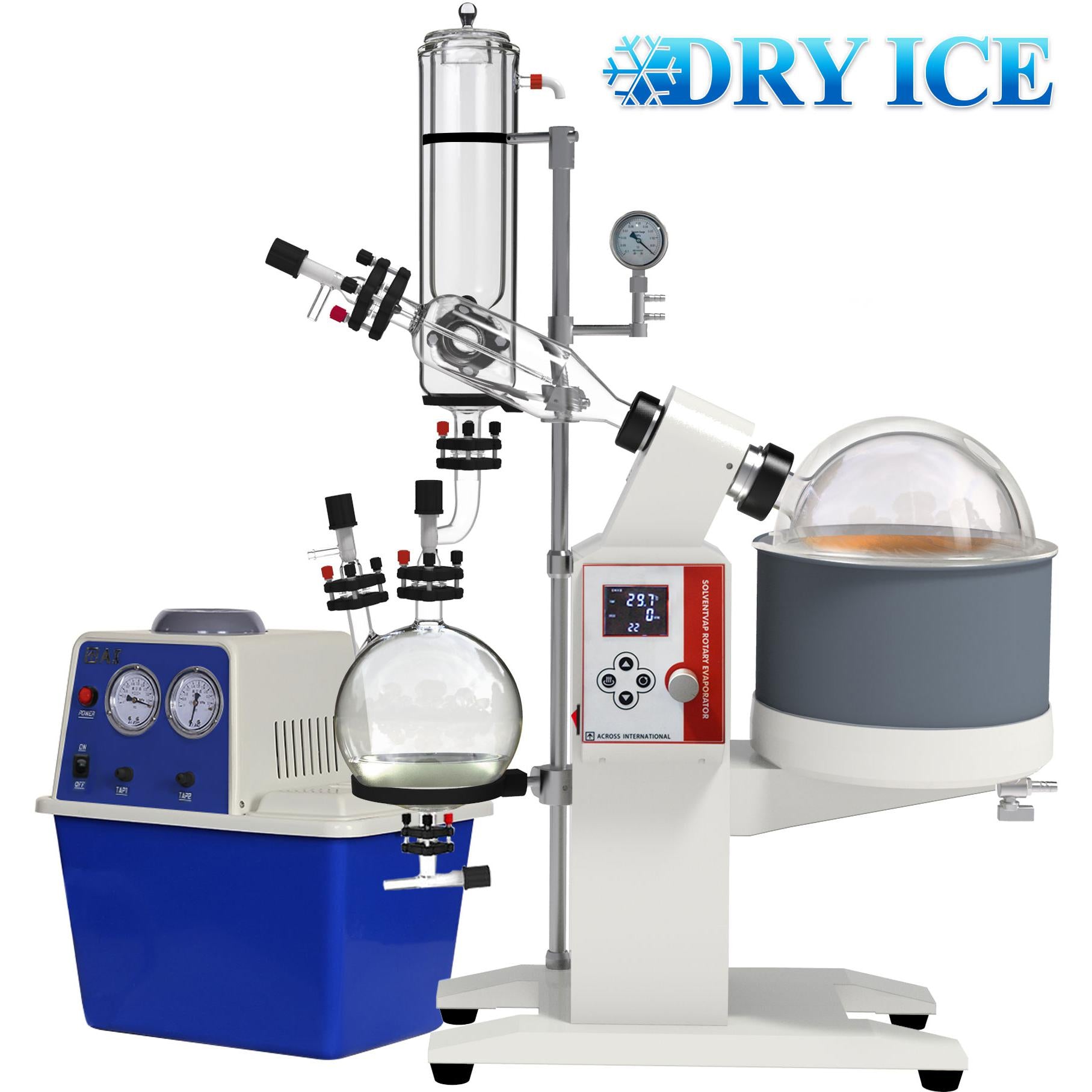 Ai SolventVap 5L Rotary Evaporator, Vertical Dry-Ice Condenser, Turnkey, with Ai WaterVac Pump